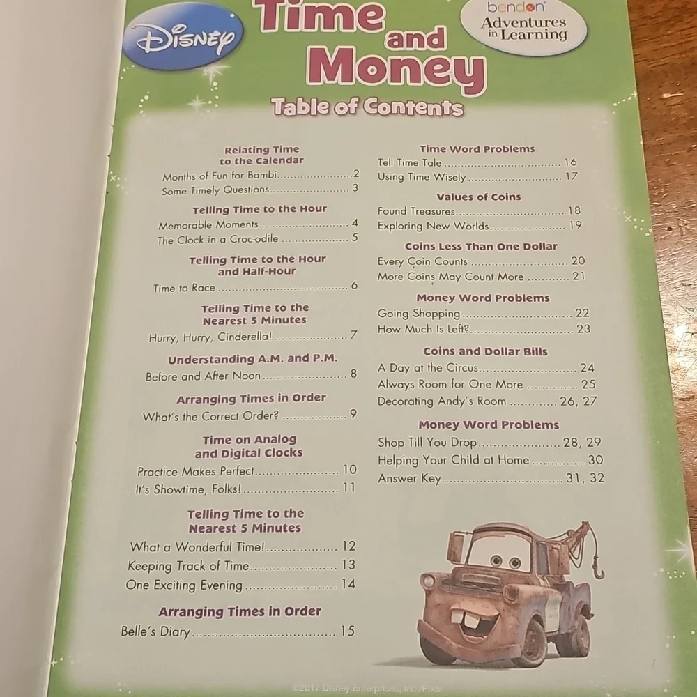 Disney Learning Time & Money Activity Book. Nwots, never used